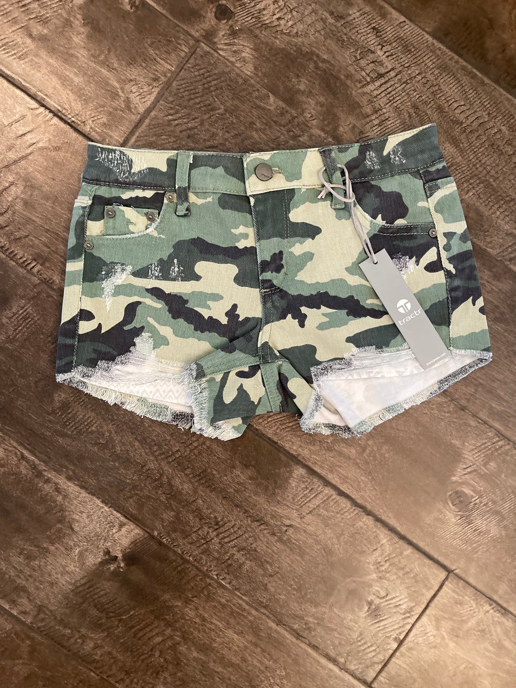 Tractr Camo Frayed Shorts